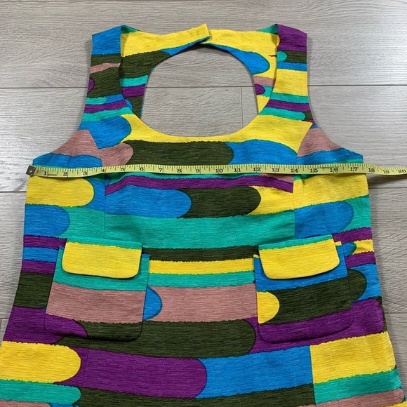 Tibi New York Silk Linen Pattern Mod Sleeveless Shift Dress - Picture 13 of 13